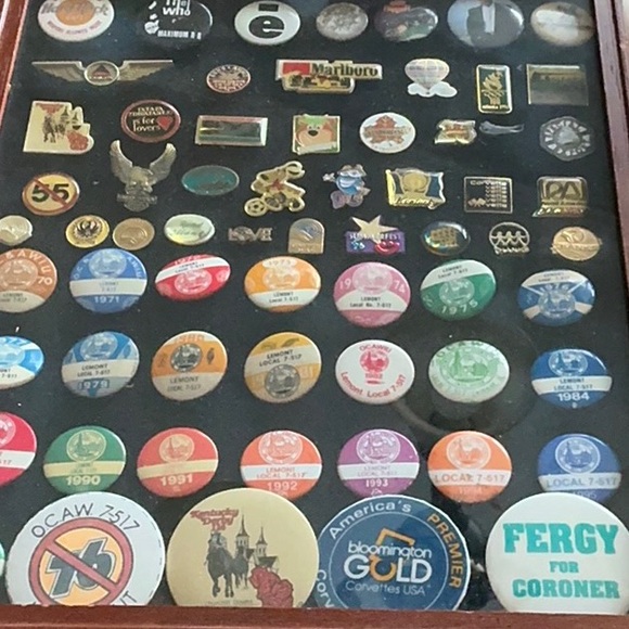 Vintage Pin Collection in Wooden Frame - Picture 6 of 10